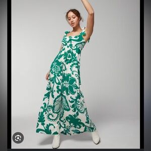 🌿SOMA Green and White Maxi Dress, size XL
